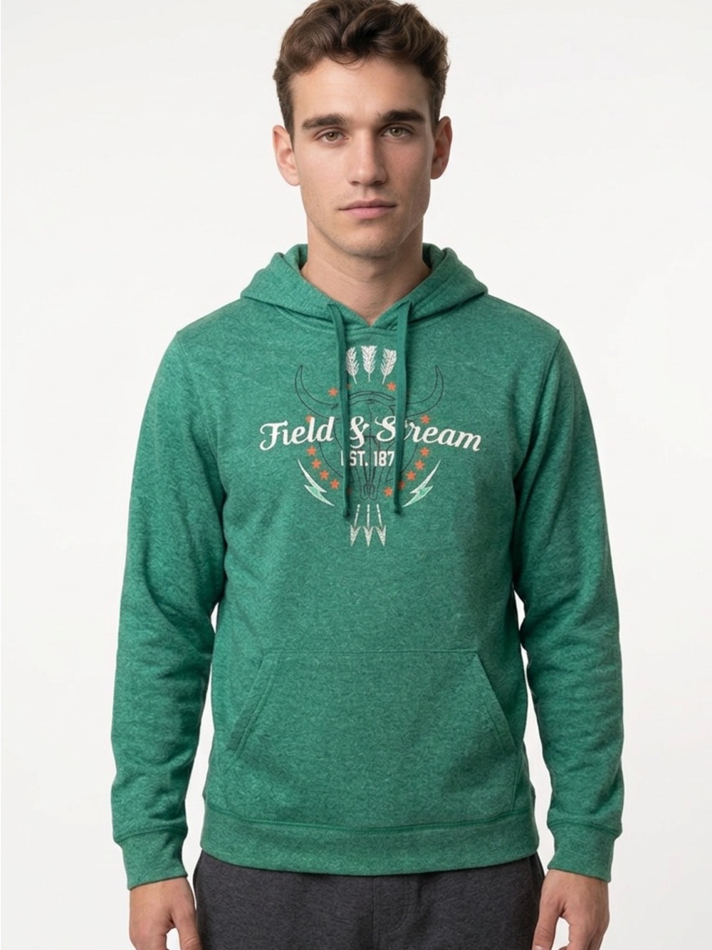 Field & Stream Men's Green Pullover Hoodie Size L Graphic‎